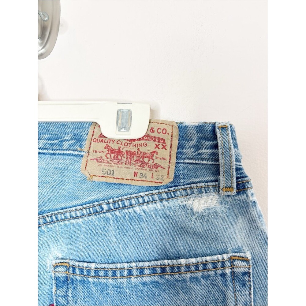 Aligrace Vintage Reclaimed Levi’s 501 Classic Relaxed Straight Leg Jeans 27 - Picture 10 of 12
